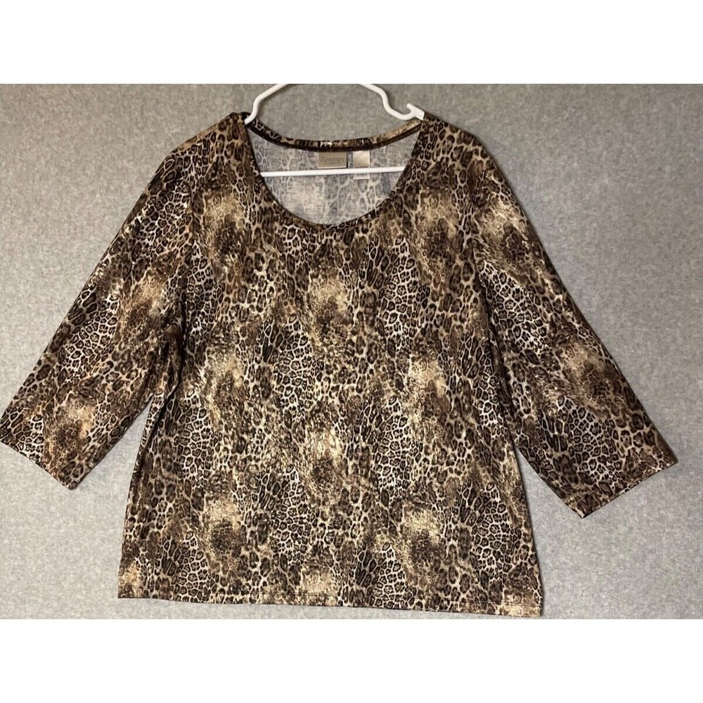 Zenergy Top Womens Size 3 Leopard Print 3/4 Sleeves Mob Wife